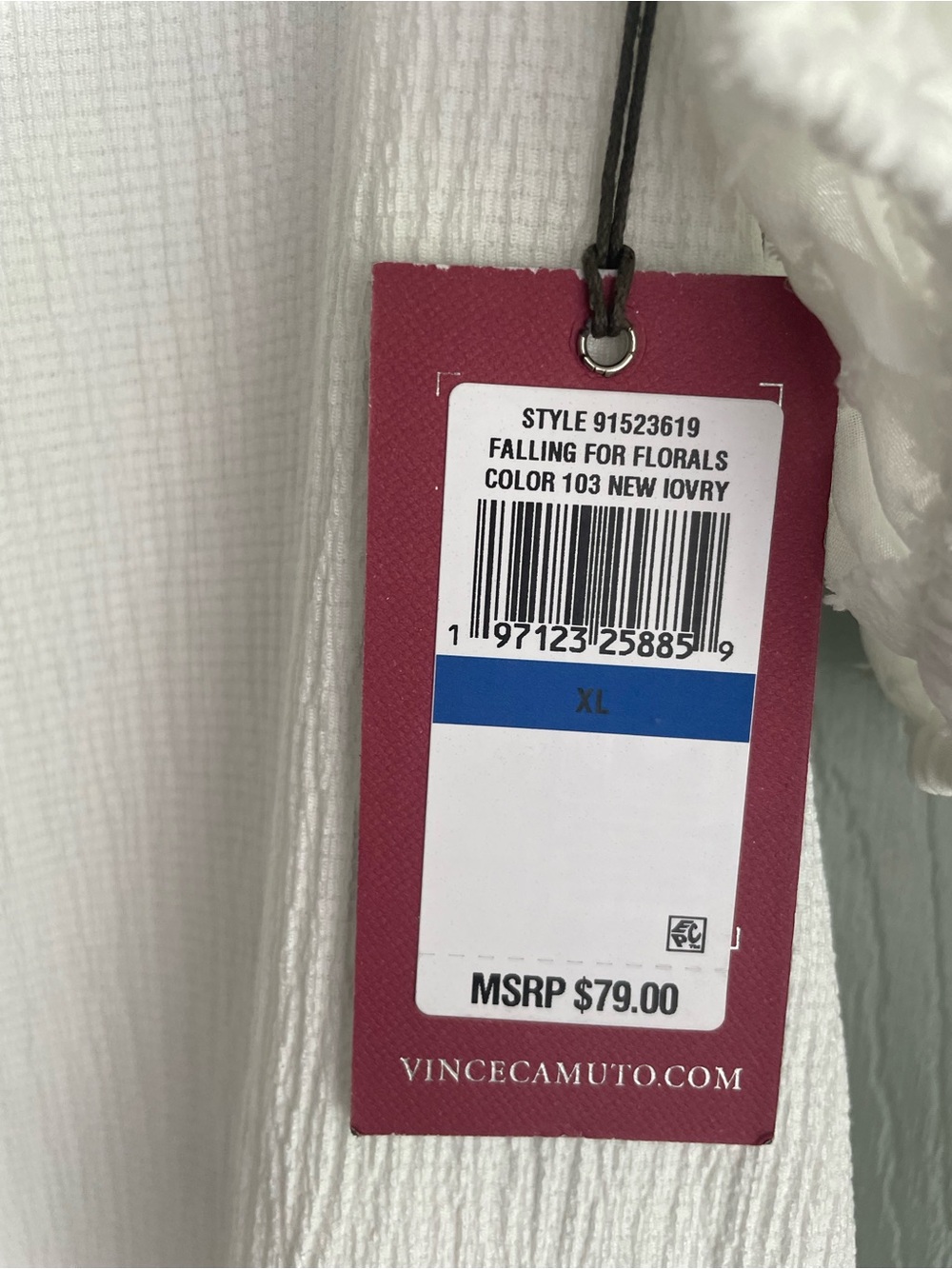 NWT Vince Camuto White Tie-Neck Puff Sleeve Sheer Blouse Size XL - Picture 5 of 8